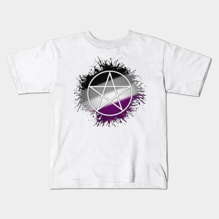 Paint Splatter Asexual Pride Pentacle Symbol Kids T-Shirt